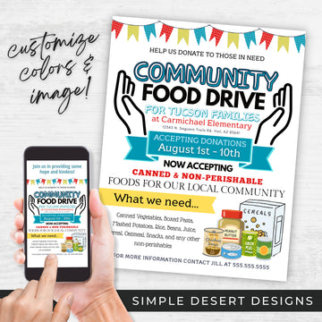 customizable community food drive flyers